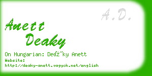 anett deaky business card